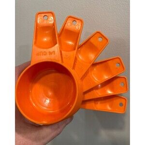 Tupperware Measuring Cups Set 6pc Vintage Burnt Orange 70s Retro MCM
